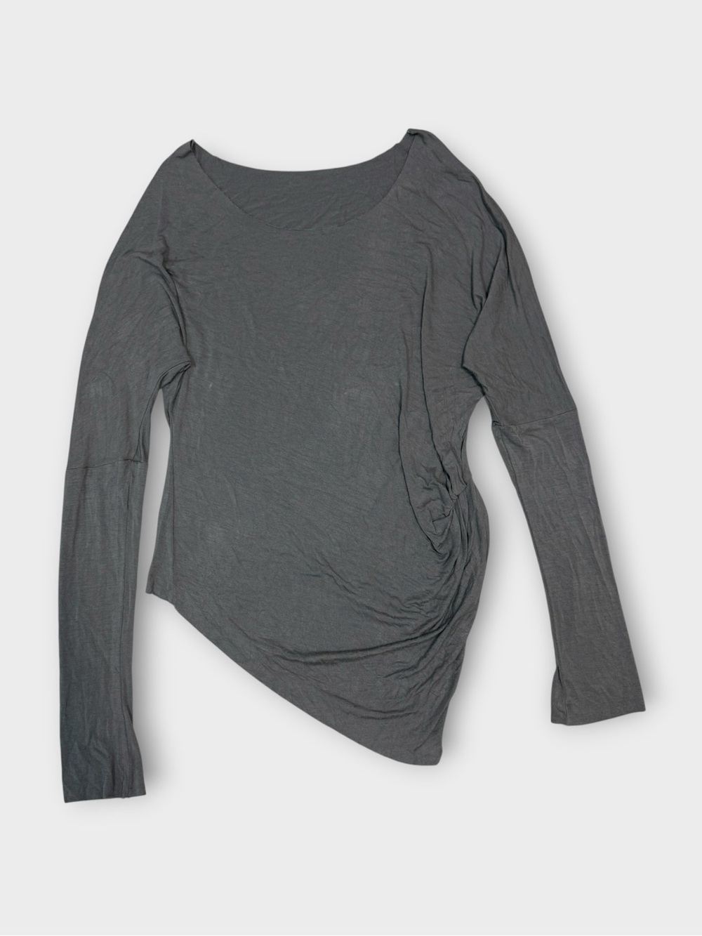 Joah Brown Charcoal Modal Asymmetric Draped Long Sleeve Top — Size S/M